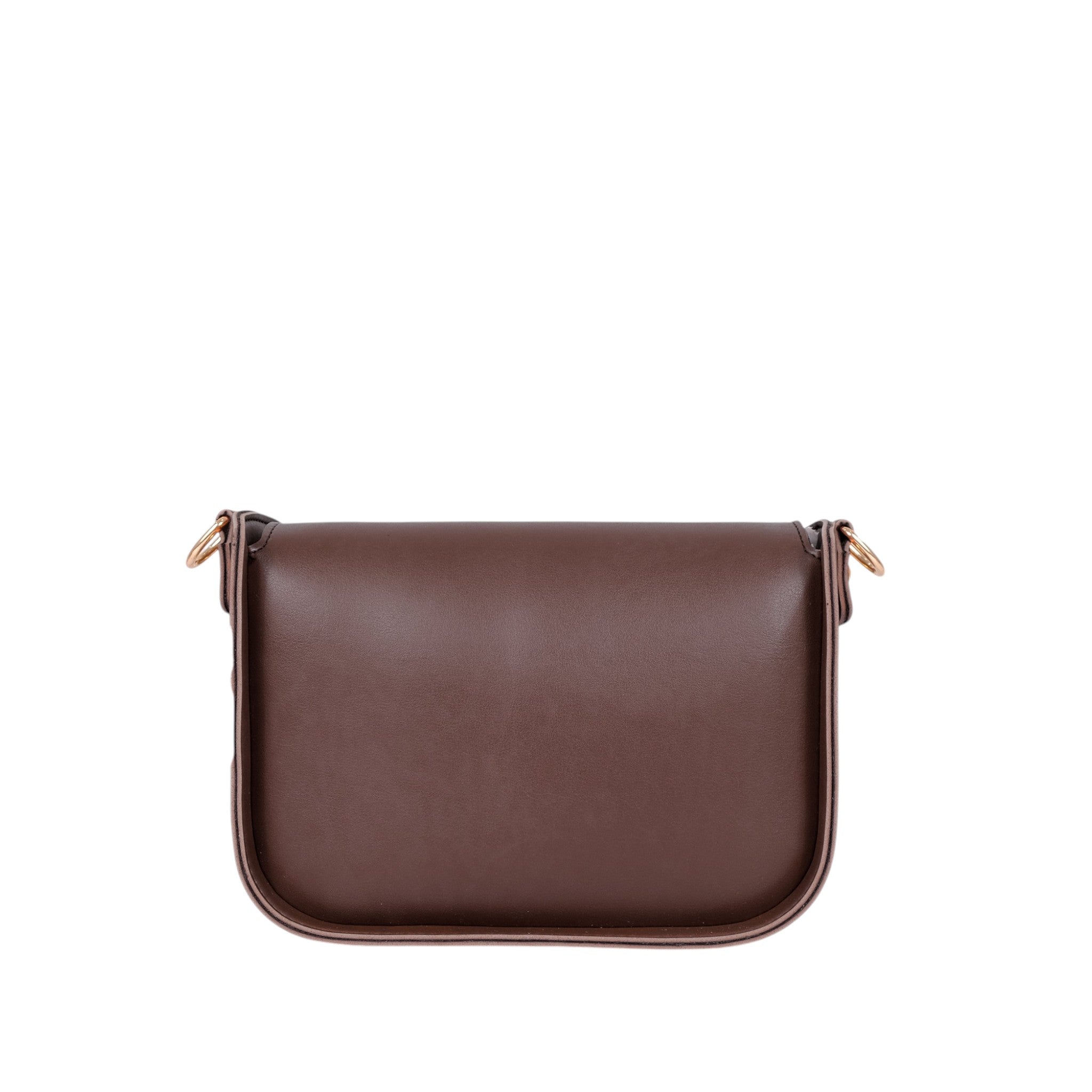 Baubles Bags Dark Brown Faux Leather Saddle Bag With Twist Lock